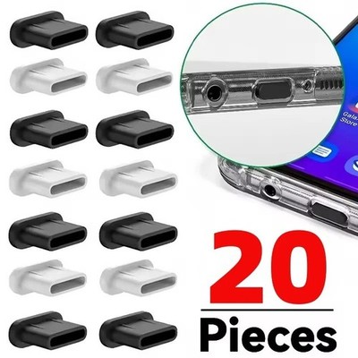 New 20PCS Type-C Dust Cover Silicone Plug Protector for USB Charging Port USA