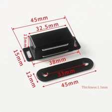 2Pcs Door Cabinet Magnetic Catch Magnet Latch Closure, 45x15mm  Black