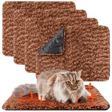 4 Pack Self Warming Cat Pads Self Heating Cat Mat Washable 16 x 20 Inch Brown
