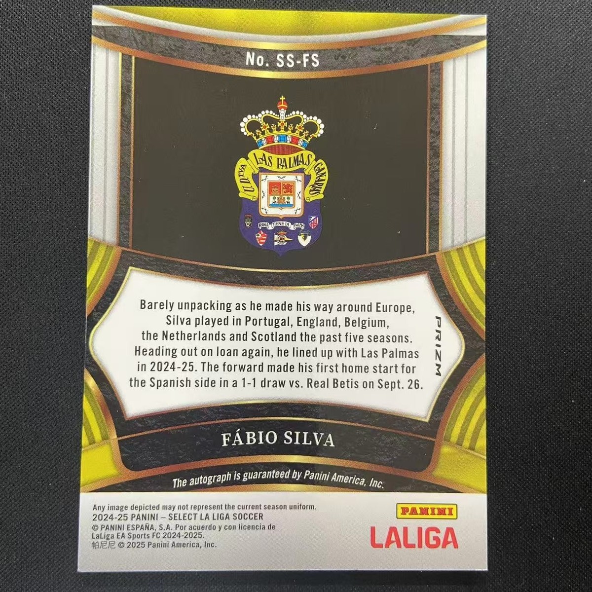2024-25 Panini Select Fabio Silva Auto Peacock Prizm Las Palmas