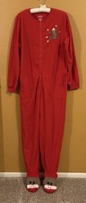 Nick Nora One Piece Footed Fleece Pajama Sock Monkey Red Size M