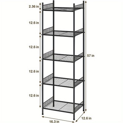 5-Tier Bathroom Storage Shelf, Heavy Duty Wire Shelving Unit Free Standing Towel