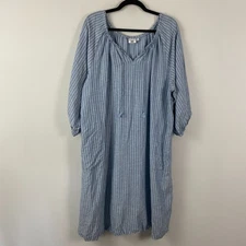 Uniqlo x JW Anderson Blue Linen Blend Oversized Tunic Coastal Midi Dress Size L