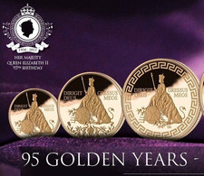 95th Birthday Queen Elizabeth II & Lion 2021 Gold Proof Sovereign Three-Coin Set