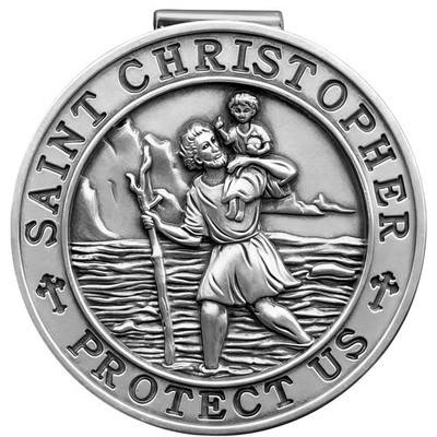 PloreWay St. Christopher Medal for Car, Metal Saint Christopher Visor Clip, G...