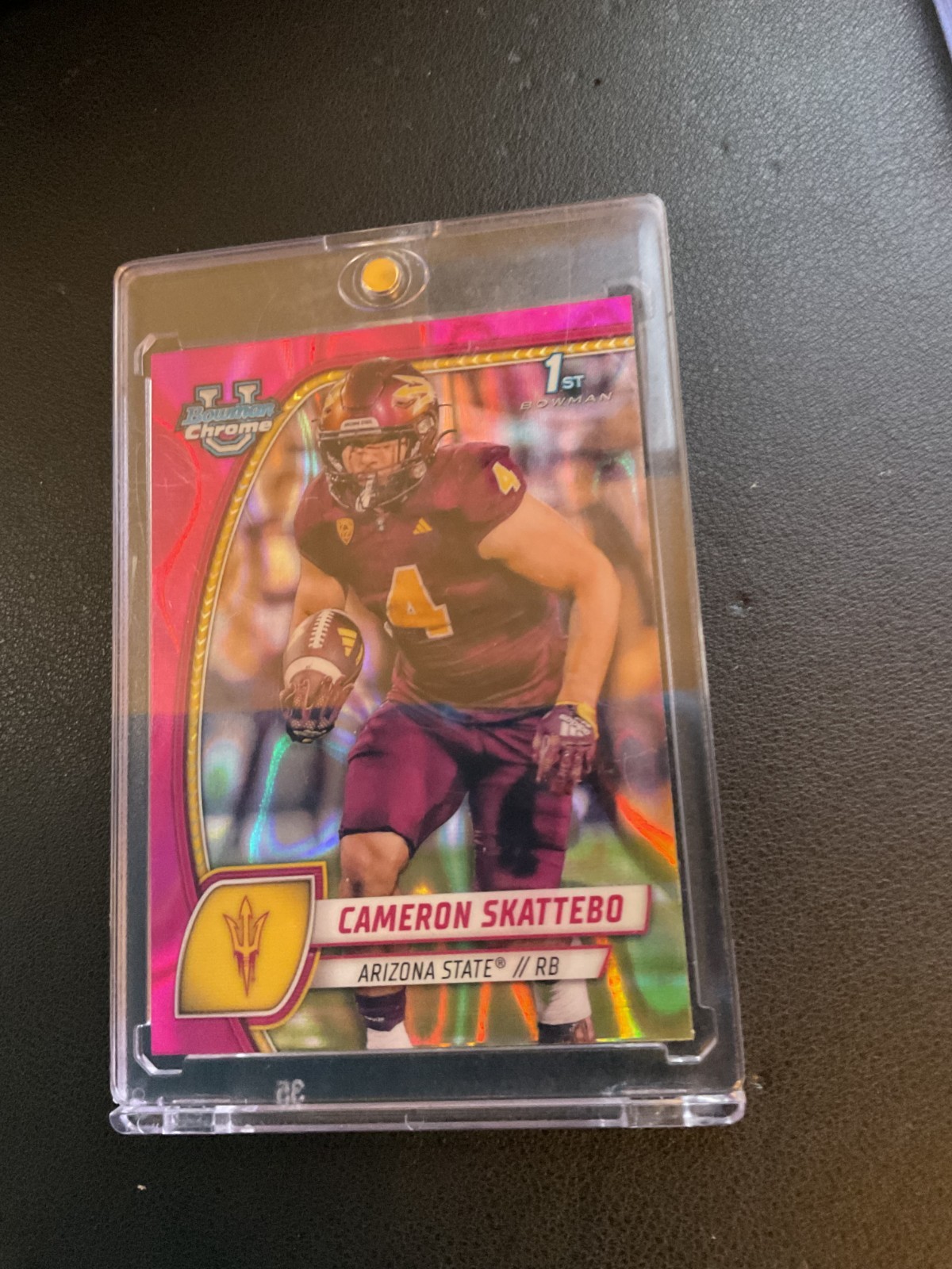 2024 Bowman University Chrome - Cameron Skattebo #37 Pink Lava Refractor (RC)