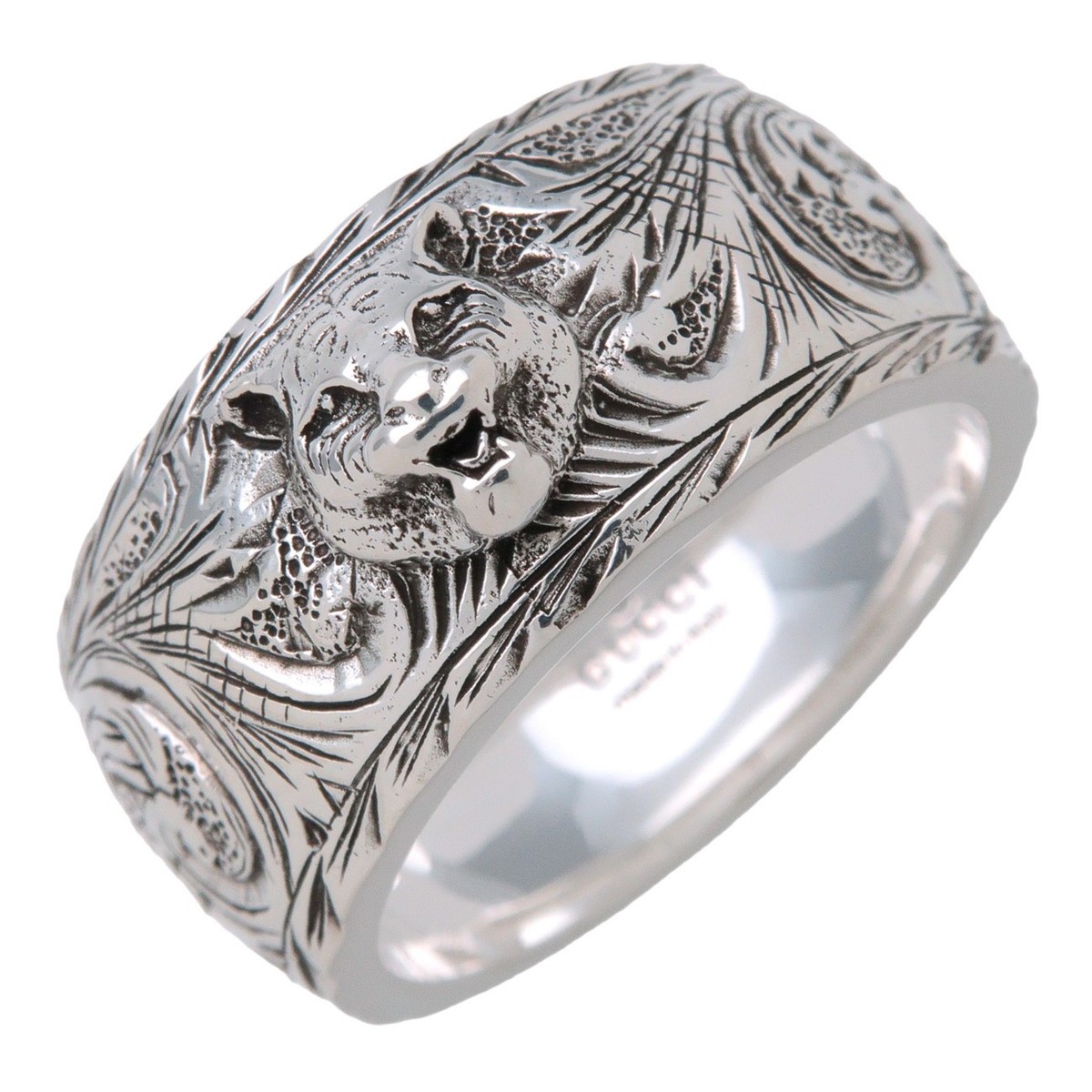 アクセサリー GUCCI Cat Head Silver Ring Arabesque 26 GUCCI Interlocking G Arabesque Cat Head Ring SV925 Silver #15 US7