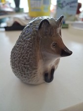 Lomonosov Vintage Porcelain Ceramic Figurine Grey Hedgehog, USSR Stamped