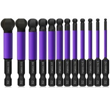 12 Pcs Allen Key Bit Set Ball End Allen Hex Key Set S2 Steel 1/4” Hex New