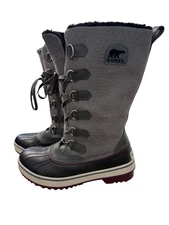 Sorel Women's Tivoli Leather Waterproof Boots Size 7 Gray Lace Up Duck Boot