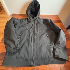 Hawke & Co Mens Softshell Jacket Black Faux Fur Lined Hooded HMP3419 XL