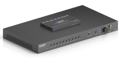 PureTools PT-PSW-92 Scaler Switcher 9x2, 4K, 3-Level MIC, HDMI & HDBT Outputs, 