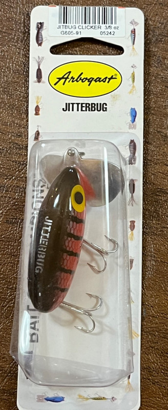Arbogast Jitterbug 3/8 oz Fishing Lure - Red coach dog