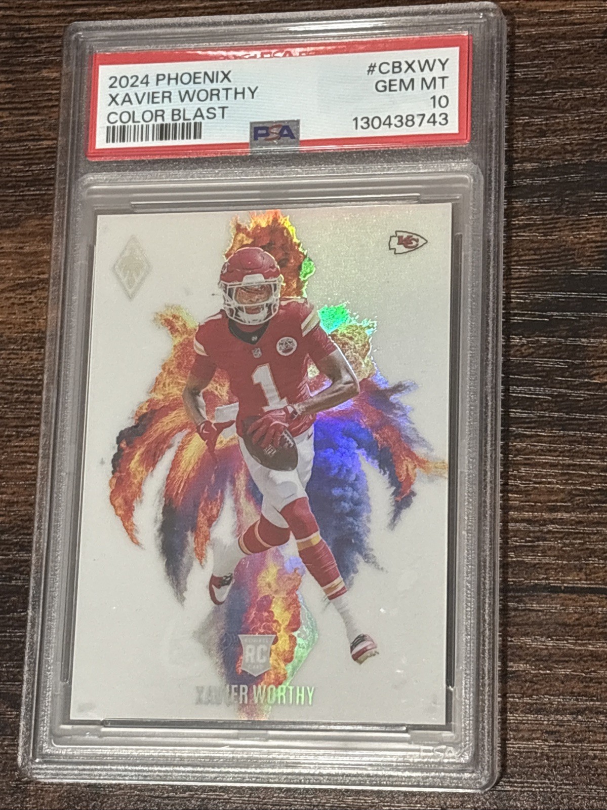 2024 Panini Phoenix Color Blast Xavier Worthy Rookie RC Chiefs Case Hit PSA 10