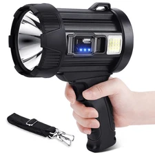 Rechargeable Spotlight, 99000 Lumens Bright LED Spotlight Flashlight, Long Ru...