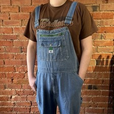 VINTAGE MEN’S DENIM DUNGAREES SIZE W44 L30 LIGHT BLUE by LIBERTY OVERALLS (dg28)