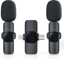 2 Pack Wireless Lavalier Microphone for Iphone/Android Phone, USB C Wireless Lav