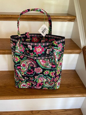 NWT Vera Bradley Quilted Cotton Tote Bag Petal Paisley Floral Pink Navy Retired