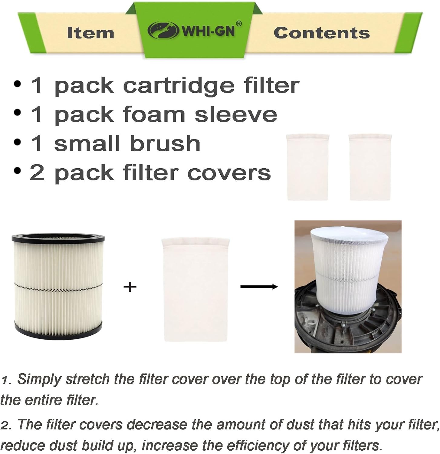 1 Pack 17884 Vacuum Cartridge Filter Replacement for Craftsman Shop Vac Filter 9