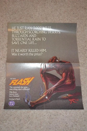 RARE VINTAGE ORIGINAL 1986 DC COMICS THE FLASH PROMO POSTER COMIC BOOK STORE