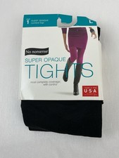 No Nonsense Super Opaque Women's Tights Control Top Size Large Black 145-210 Lbs
