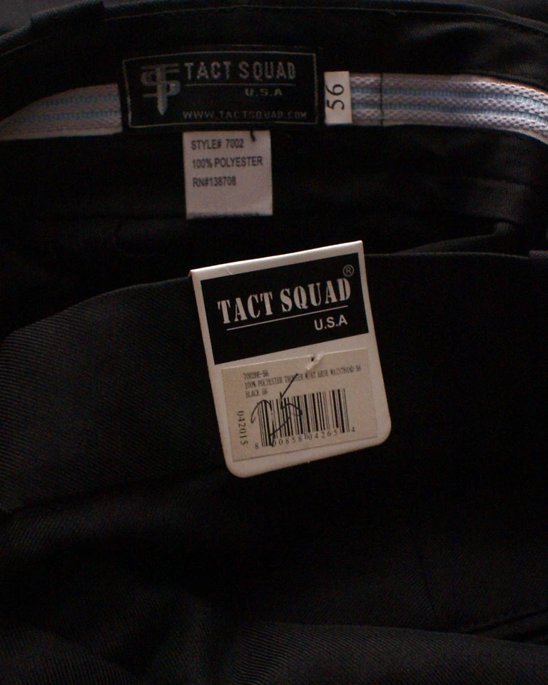 Tact Squad Polyester Expandable Waist 4-Pocket Uniform Pants Size 56X25, Black - Image 3 of 3