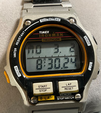 TIMEX 484-A IRONMAN TRIATHLON 38mm WATCH 8-LAP MEMORY NEW BATTERY GREAT COND