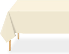 Ivory Plastic Table Cloth Disposable 2 Pack, 54 x 108 Inch Beige Tablecloths for