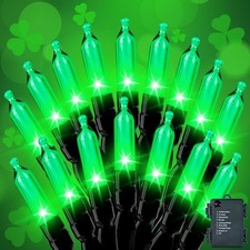 St Patricks Day Mini Lights - 30 LED 10Ft Green Battery Powered String Light