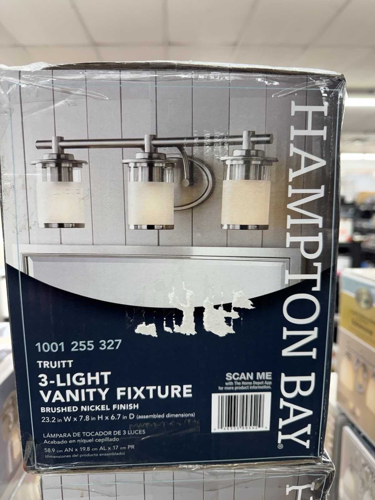 Hampton Bay 3-Light Brushed Nickel Bath Bar Light Truitt