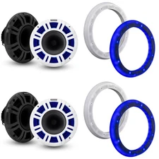 Kicker (2 Pair ) 48KMXL84 8" LED Horn-Loaded Marine Speakers & 51KLSR88 - 8.8...