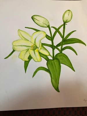 Easter lily flower watercolor painting