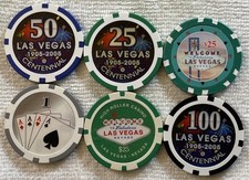 6 Vegas souvenir poker chips