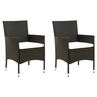 GartenstüHle 2Er Set Mit Kissen Poly Rattan Schwarz FüR Terrasse Balkon