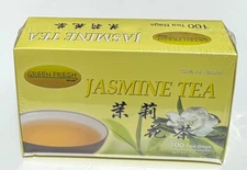 Green Fresh 100-Count Jasmine Tea Bags 100% Natural Handpicked from Fujiang 7oz
