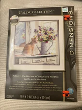Dimensions Gold Collection Kitten In The Window Counted Cross Stitch Kit Cat NEW