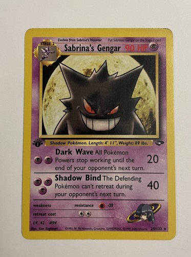 Pokémon MP Non-Holo Sabrina's Gengar 1st Edition Rare 29/132 Gym Challenge