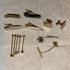 Vintage  Men's  13 Pc LOT TIE Clips ,Collar Bars & Cuff Links Costume Jewelry