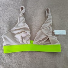 Aerie Smoothez Mesh Triangle Bralette Bra Tan/Volt Size Small NWT