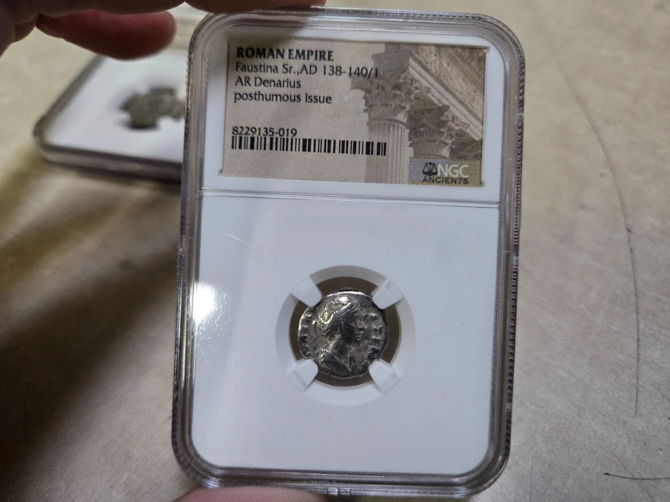 LOT OF 2 Roman Empire Faustina Sr. AD 138-140/1 AR Denarius NGC - Image 4 of 4