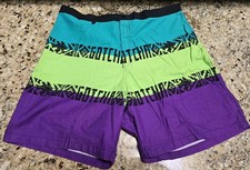 Vintage Gotcha Men s Board Shorts 34" 90s Shark Surf Color Block NEW