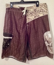 Sub Culture Board Shorts Skull Swim Shorts Size 34