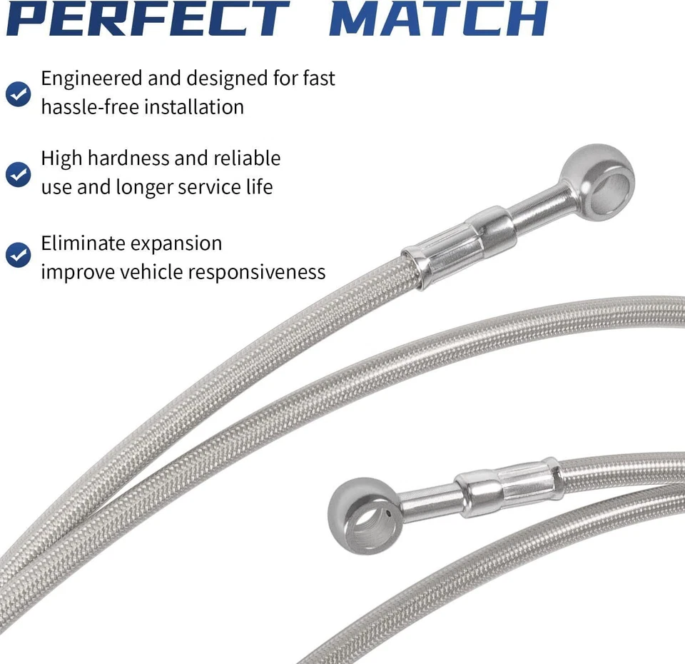 Front Stainless Steel Braided Brake Line kit For 1987-2015 Yamaha Banshee 350 - Image 4 of 4