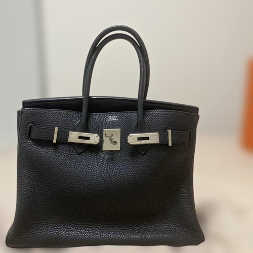 Hermes Birkin 30 Black Noir Togo Silver I Engraved 847241
