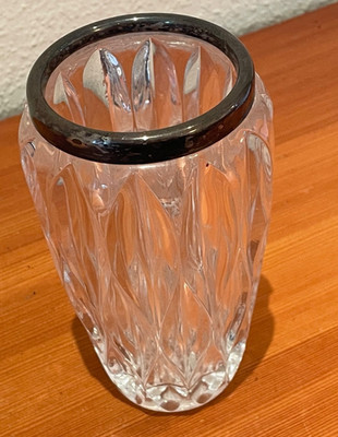 Marquis by Waterford Kristall Vase Rainfall Glas Silberrand Vintage Deko