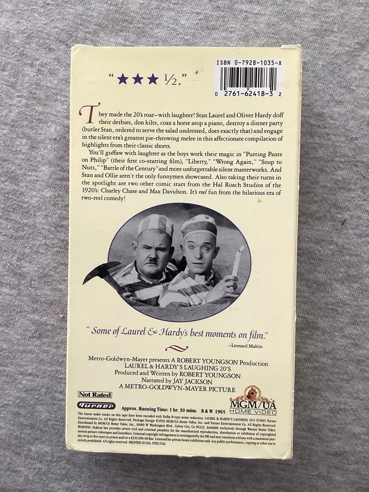 Laurel and Hardy's Laughing 20's (VHS, MGM/UA, 1992) Robert Youngson Compilation - Image 2 of 2