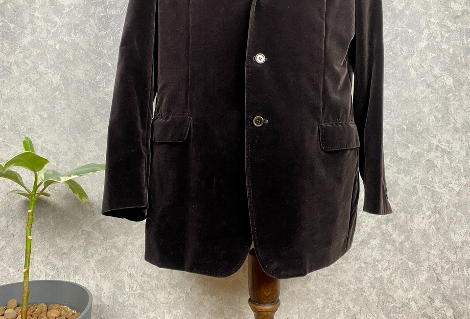 Blazer Brioni Marrón Chocolate Algodón Terciopelo Diseñador Italiano 44, EU 54 Foto 3 de 4