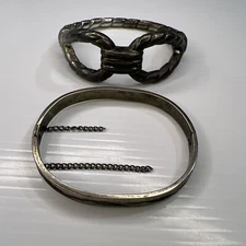 Lot Hinged Bangles Silver Plated Boho Hippie Knot Cable Twisted Retro Bracelets
