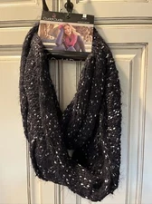 Cuddl Duds Infinity Scarf Women's One Size Black With White Specks NEW!