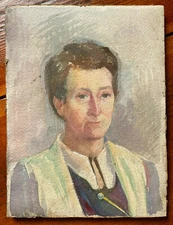 Watercolour Portrait Woman With Pin Um 1910 Art Deco Nouveau Antique